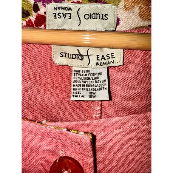 Studio Ease Floral Embroidered Butterfly Jacket with Dress Linen Fairy Sz 18W - Picture 3 of 16